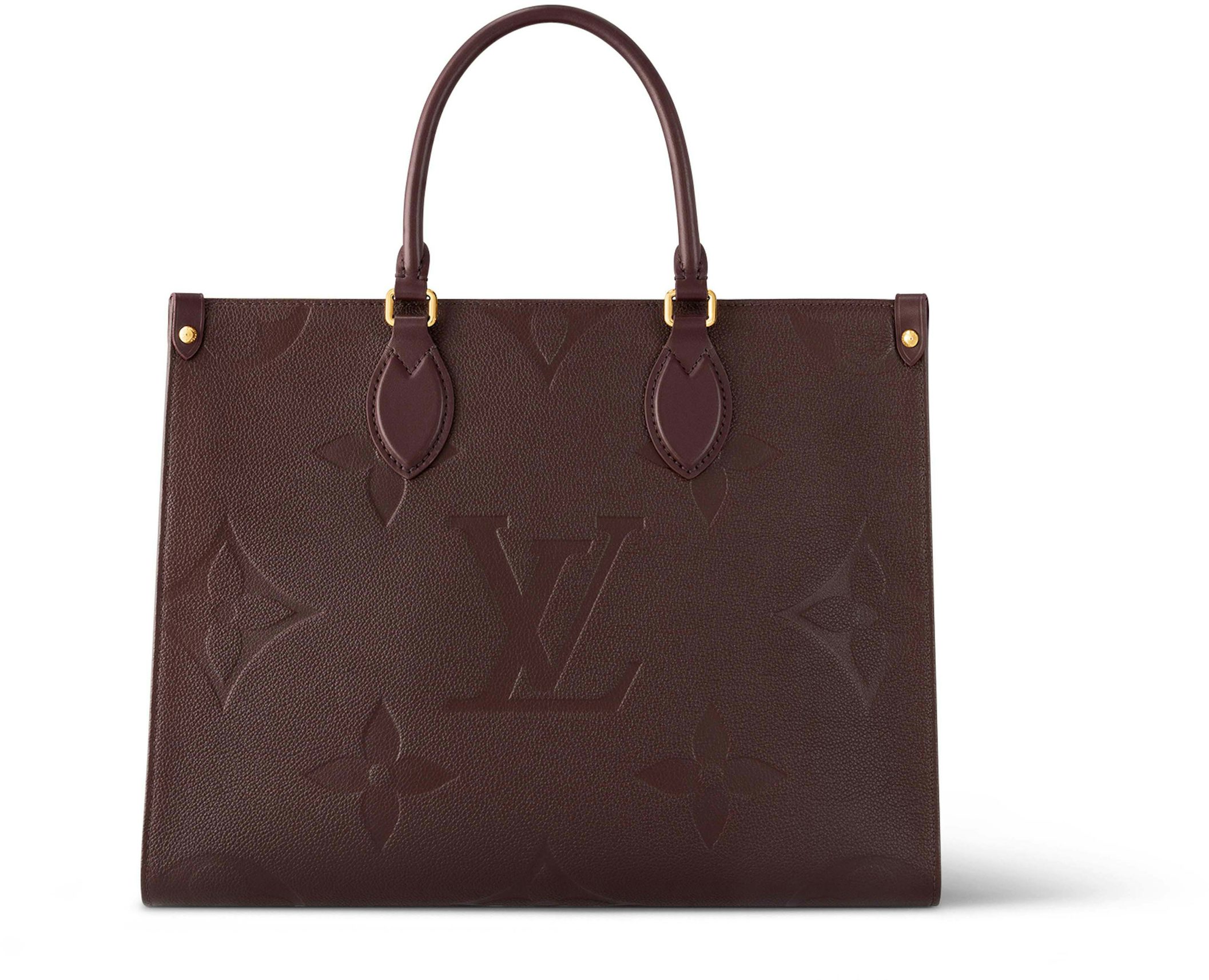 Authentic NEW Louis Vuitton Rose Beige Monogram Empreinte Cowhide Leather  OnTheGo MM Bag