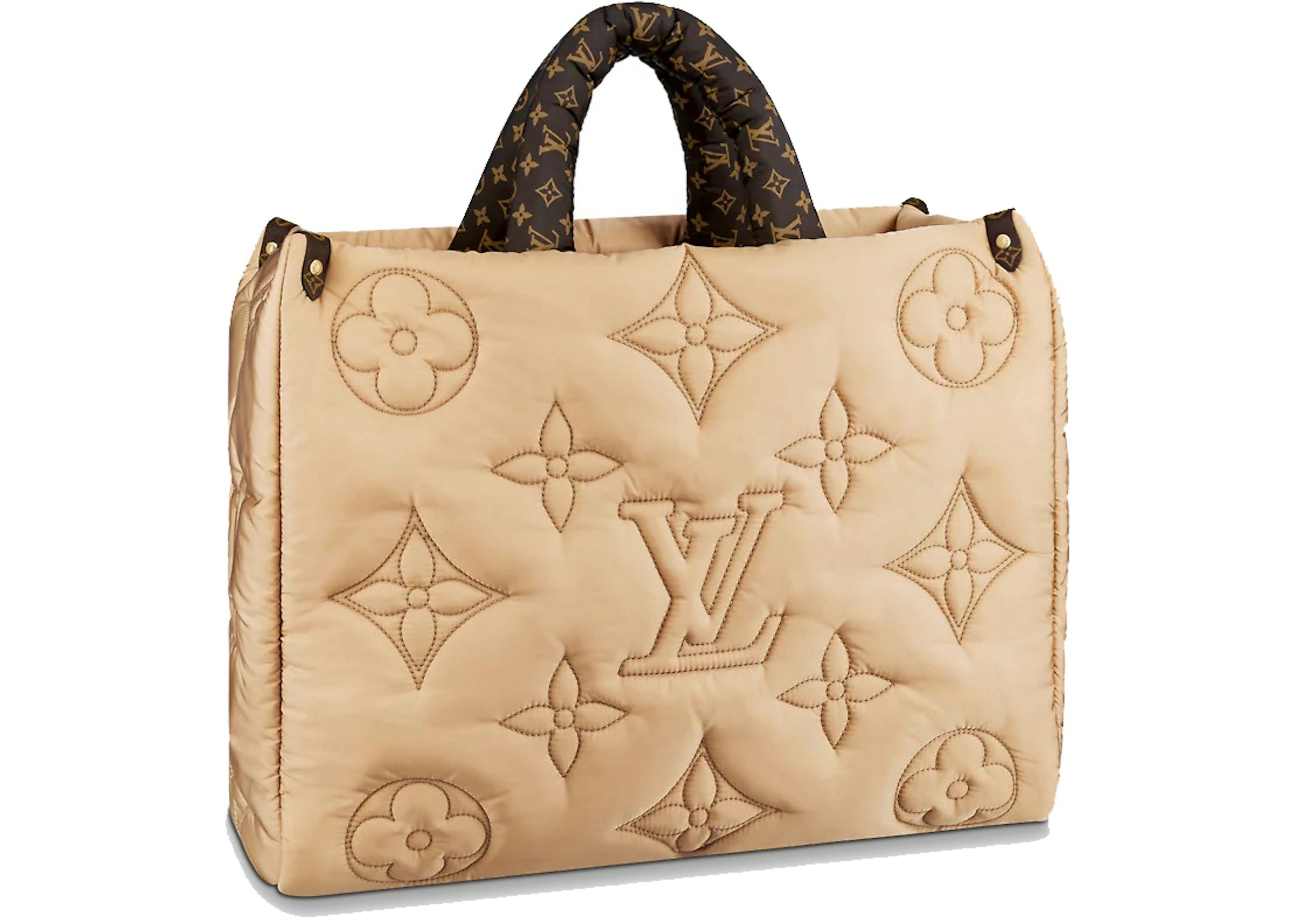 Louis Vuitton Onthego GM Beige in Econyl/Coated Canvas with Gold