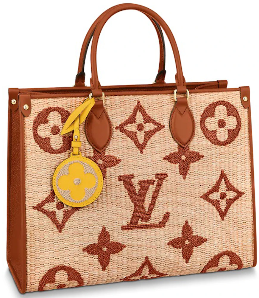Louis Vuitton Onthego MM Tan in Woven Raffia with Gold-tone - GB