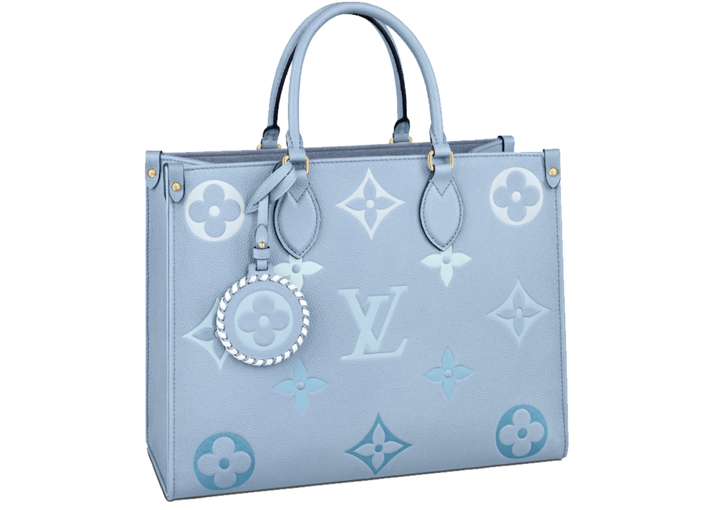 Louis Vuitton Onthego MM Summer Blue in Embossed Grained Cowhide