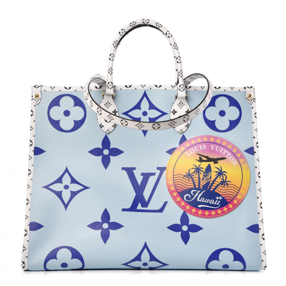 Louis Vuitton OnTheGo PM Tote Bag M46424 Blue Infinity Dot Shoulder Purse LV  x Y