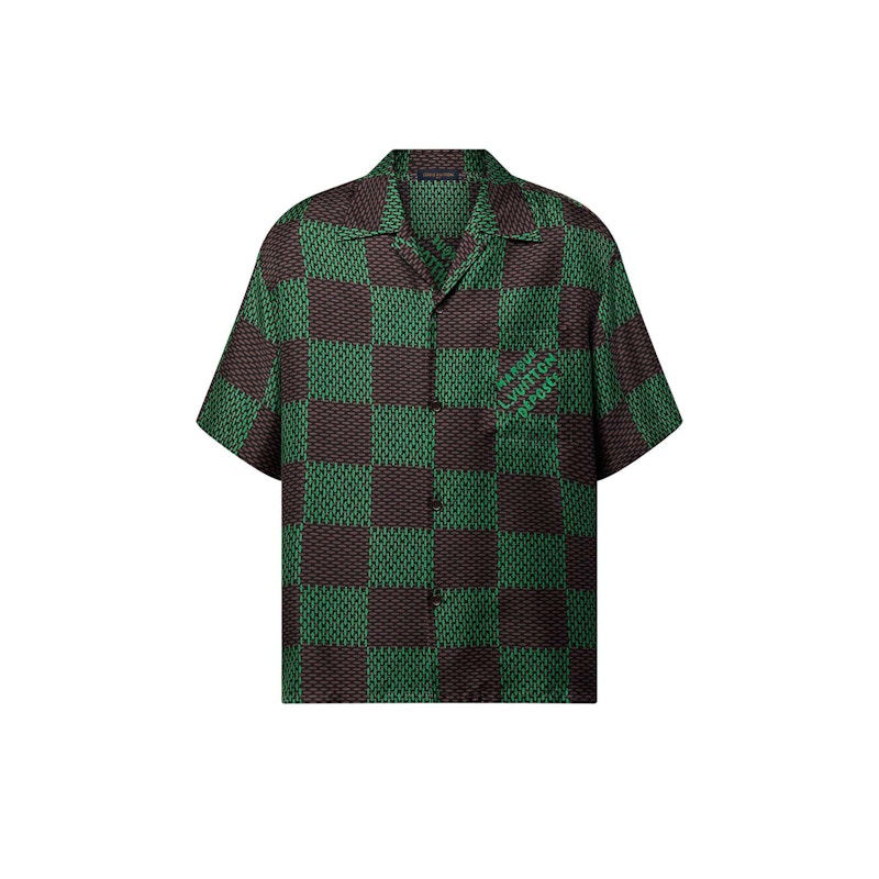 Louis Vuitton Open Collar Short-Sleeved Silk Shirt Jolly Green