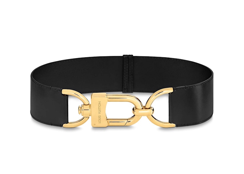 Louis Vuitton 国内買付 ベルト・オーバーサイズド フック 40MM Louis Vuitton Oversized Hook 80mm Belt Black in Calfskin