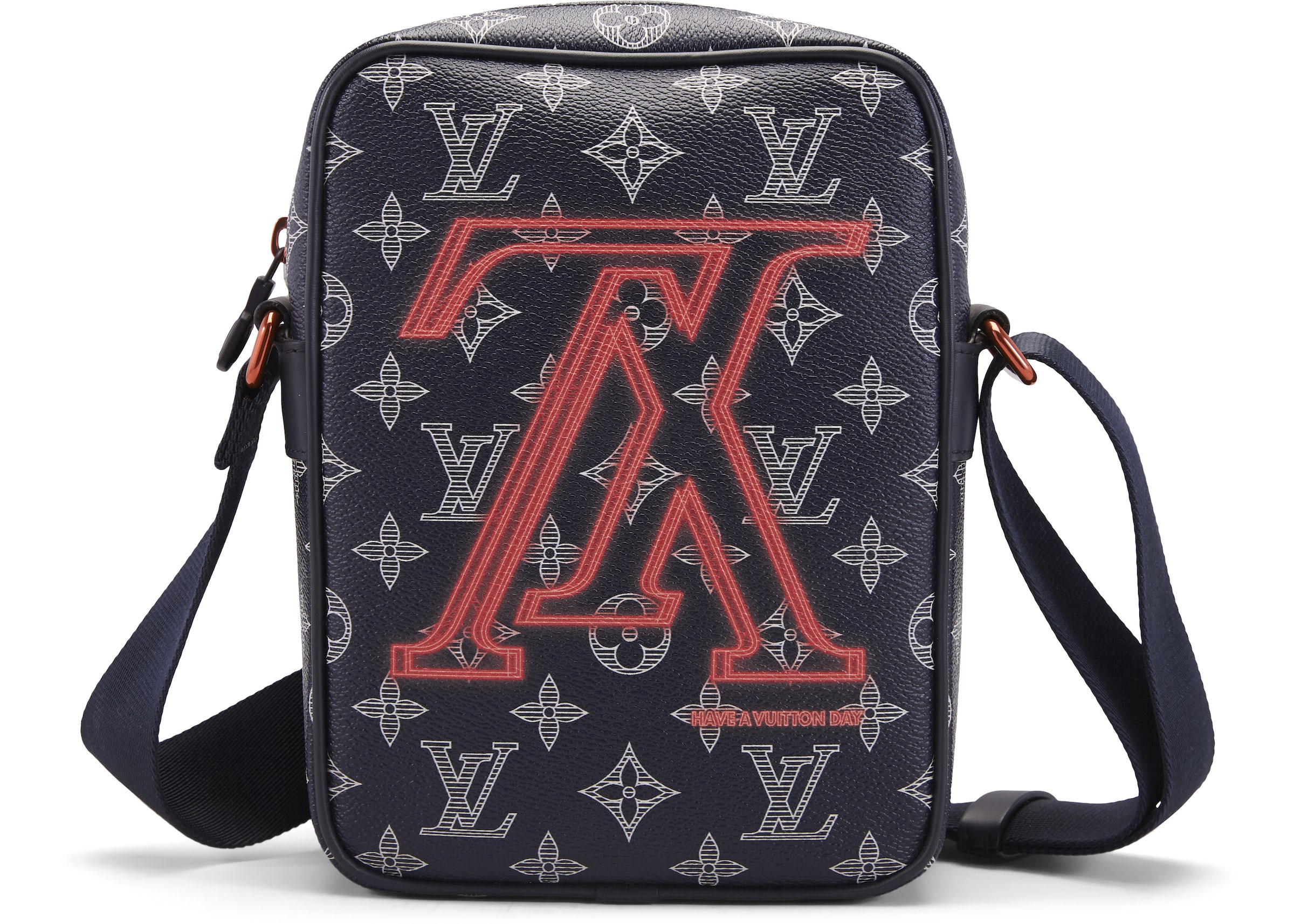 Louis Vuitton Danube Monogram Upside Down Ink PM Navy in Coated Canvas with  Red - US