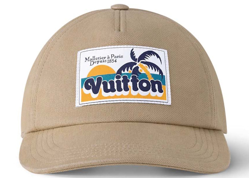 Pre-owned Louis Vuitton Men's Palm Tree Patch Cap In Beige