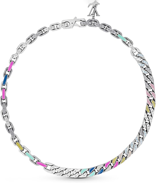 Louis Vuitton Chain Links Patches Necklace Engraved Monogram Multicolor in  Swarovski Strass with Silver-tone - US