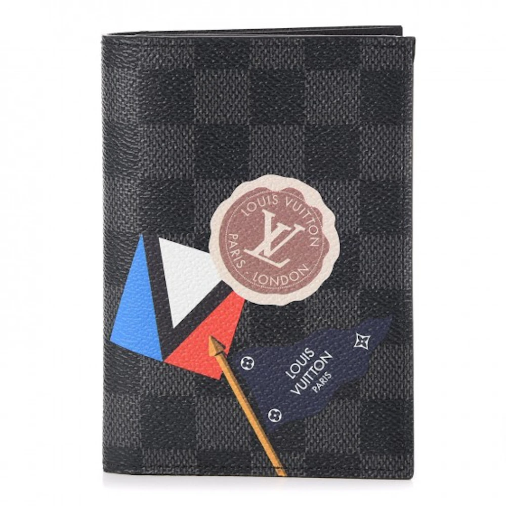 Louis Vuitton Passport Cover LV League Damier Graphite Black