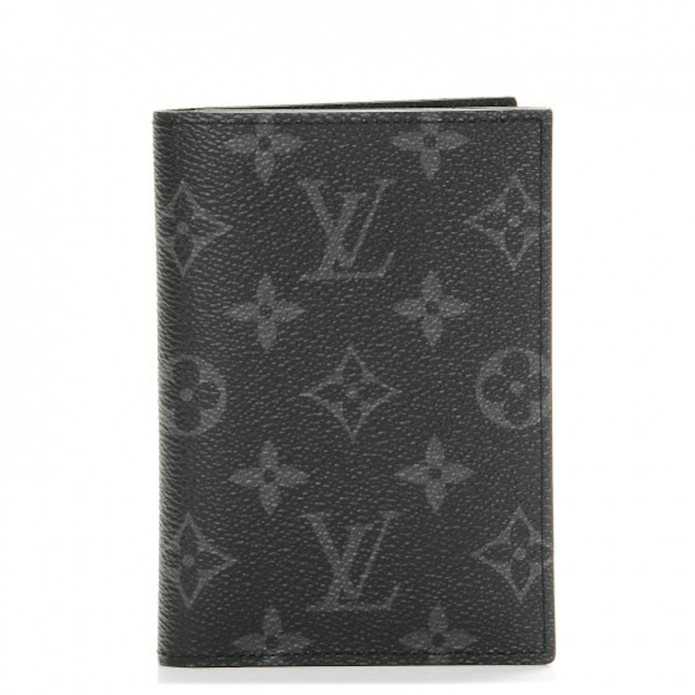 Bank salat Auto Louis Vuitton Passport Cover Monogram Eclipse Black/Grey in Toile Canvas