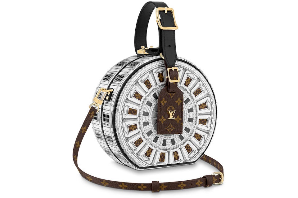 Auth Spa - Dịch Vụ Spa Túi Xách, Giày Dép Authentic Tại HCM. Louis Vuitton x Fornasetti Petit Boite Chapeau Black/White in Printed Patent Calfskin Leather with Gold-tone - GB