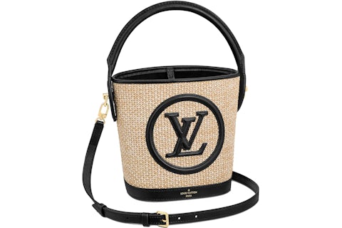 Louis Vuitton Petit Bucket Black in Synthetic Raffia/Cowhide