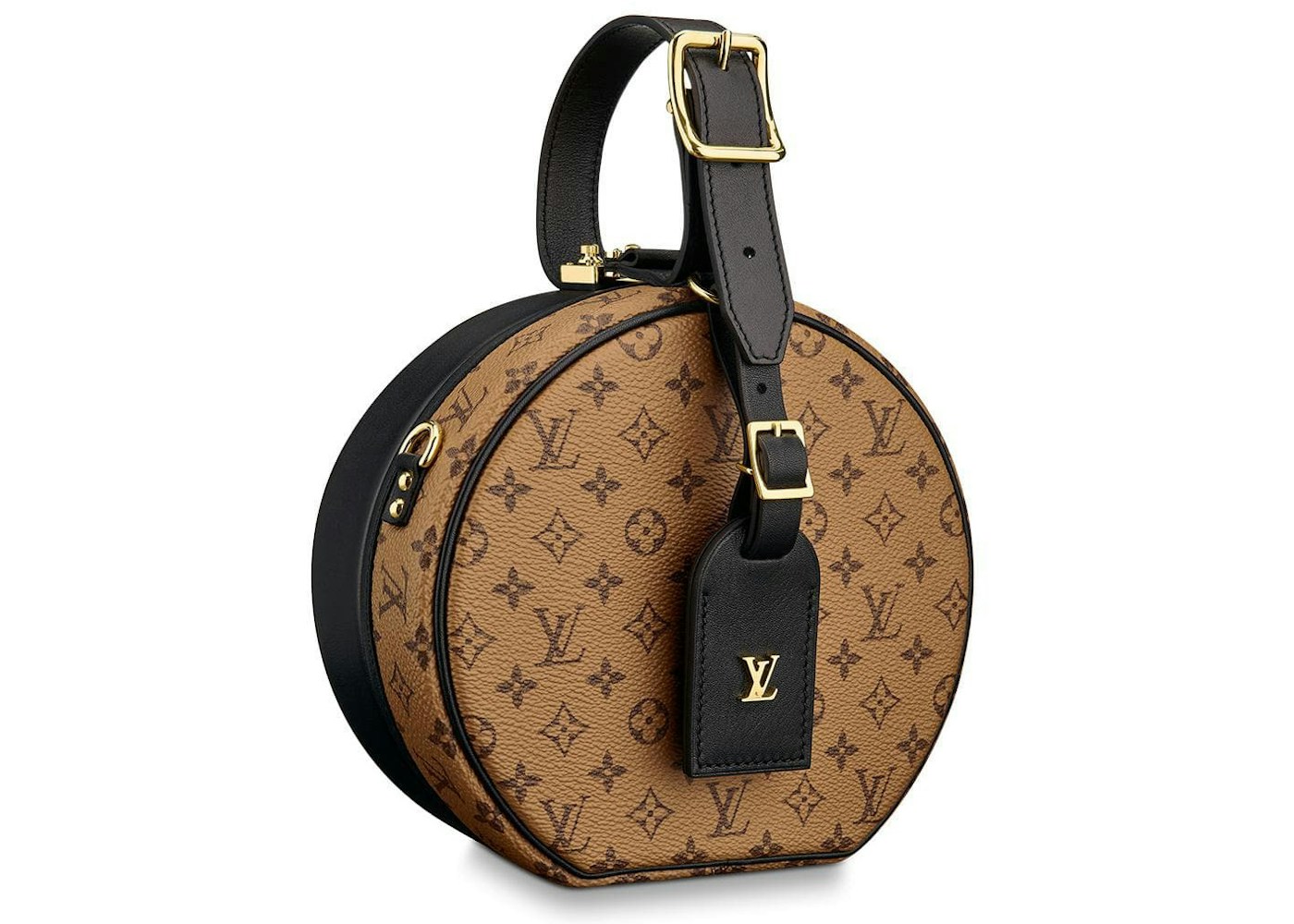 Louis Vuitton Petite Boite Chapeau Monogram Reverse Black In Coated Canvas Calfskin With Gold Tone Louis Vuitton Petite Boite Chapeau Monogram Reverse Black In Coated Canvas Calfskin With Gold Tone
