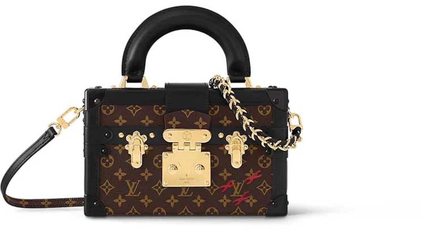 Louis Vuitton Petite Malle Handbag Reverse Monogram Canvas Brown