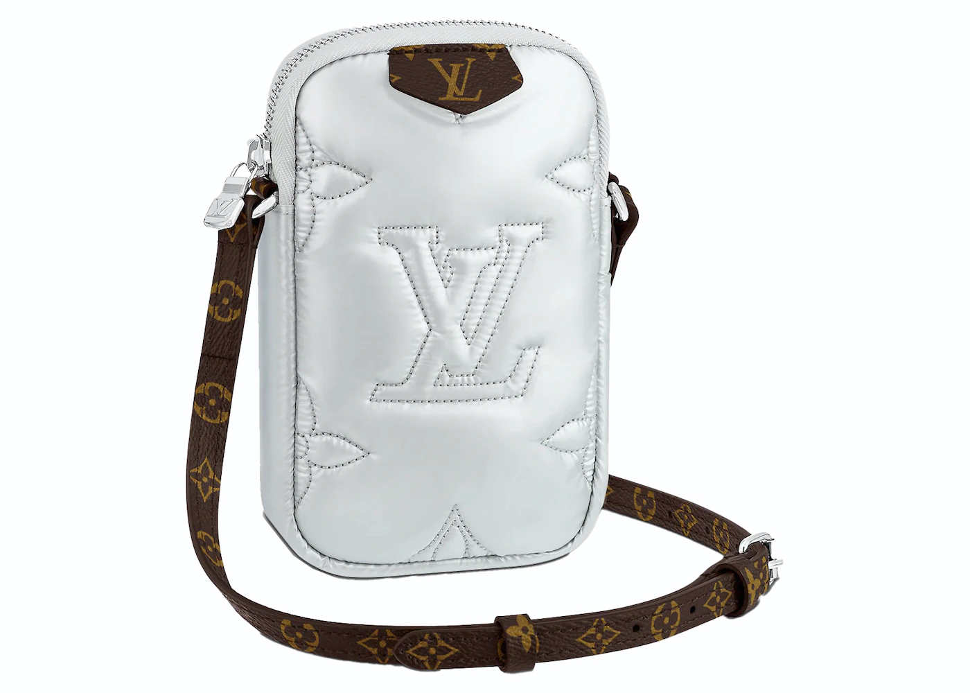Louis Vuitton Phone Pouch Silver in Econyl Recycled Nylon with