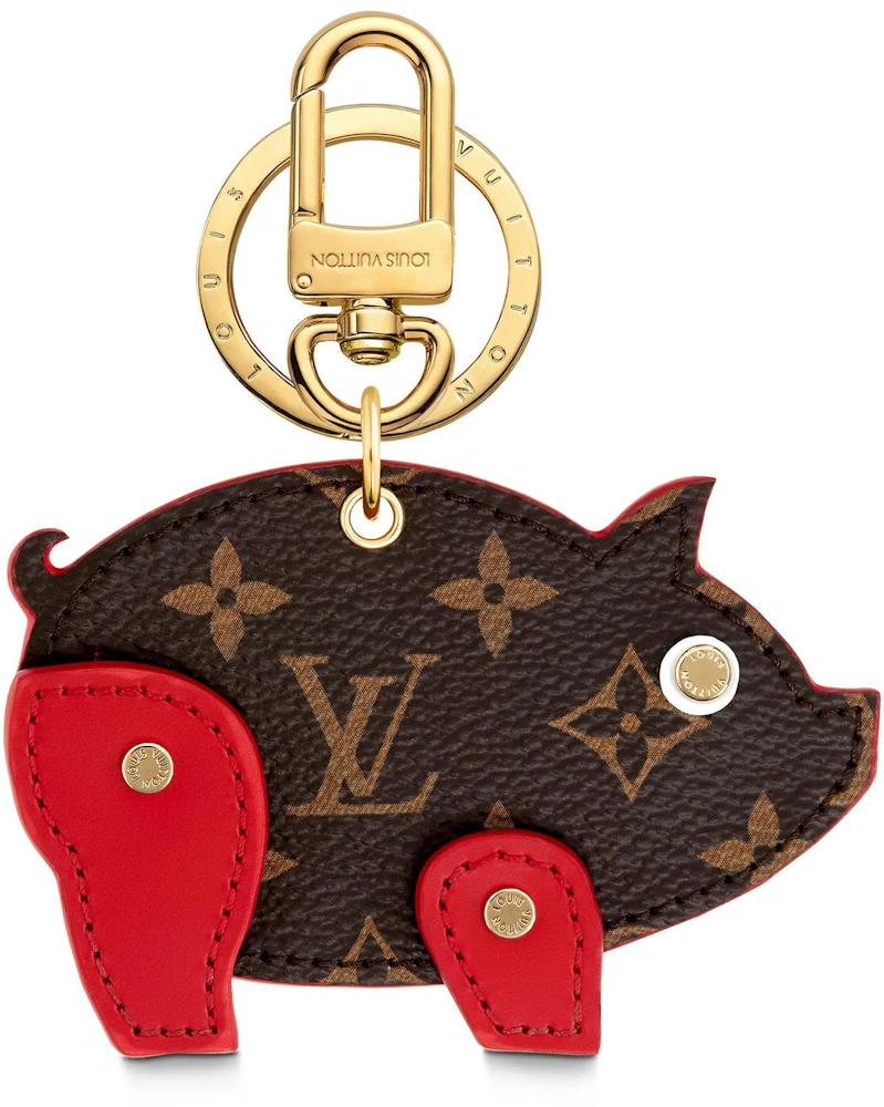Louis Vuitton Pig Bag Charm and Key Holder Monogram Brown/Red in  Canvas/Leather with Gold-tone - US