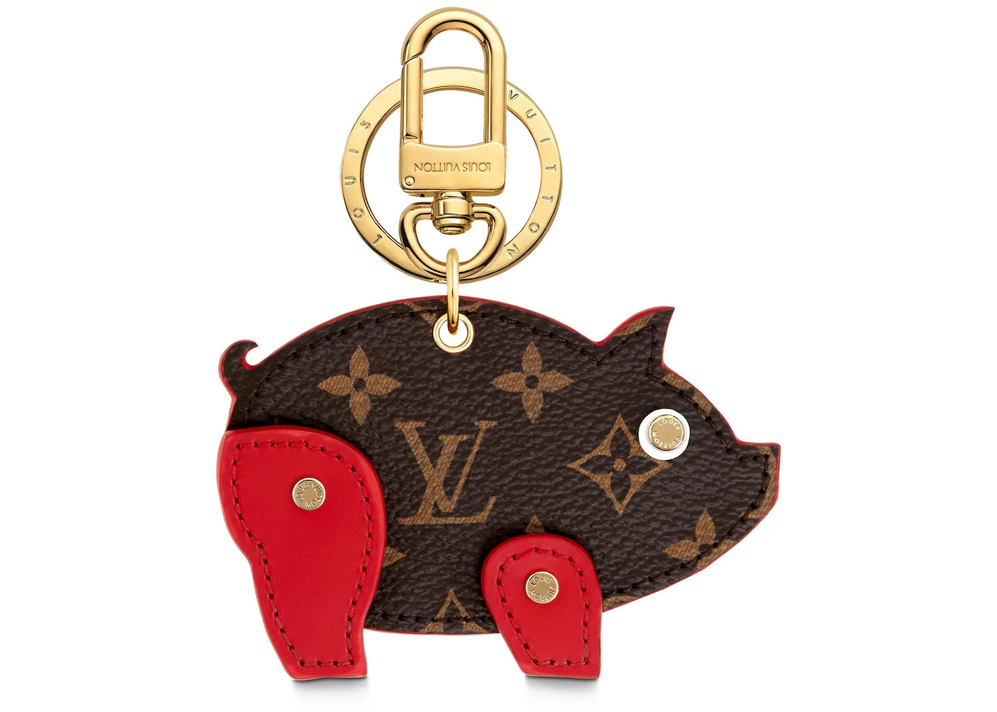 Louis Vuitton Pig Bag Charm and Key Holder Monogram Brown/Red in  Canvas/Leather with Gold-tone - GB