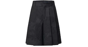 Louis Vuitton Pleated Silk And Wool Blend Damier Shorts Black Damoflage