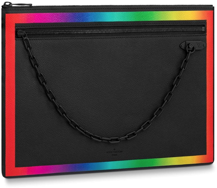Louis Vuitton, Bags, Louis Vuitton Louis Vuitton Pochette A4 Taiga  Rainbow Clutch Bag M3347 Black