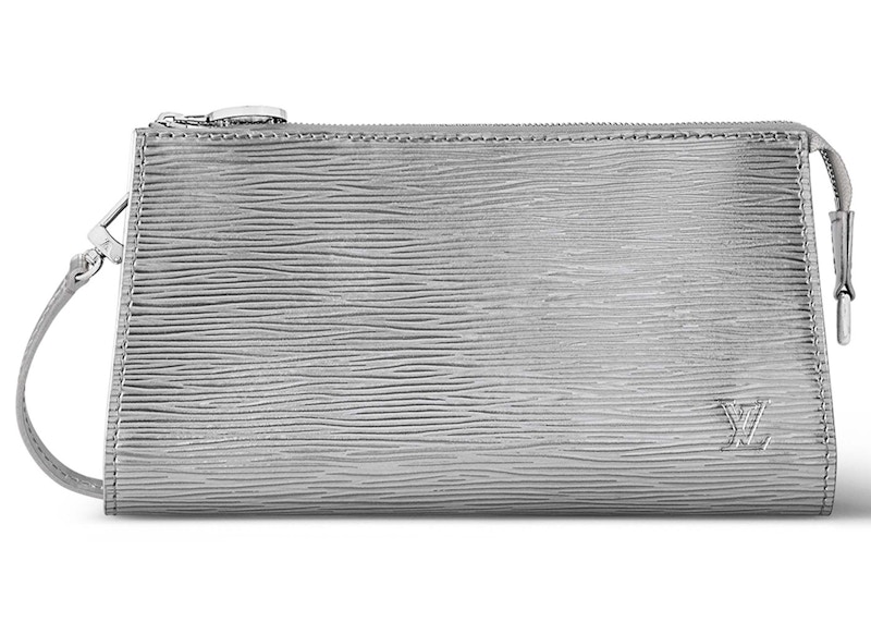 Louis Vuitton Pochette Accessories Silver in Epi Grain Cowhide