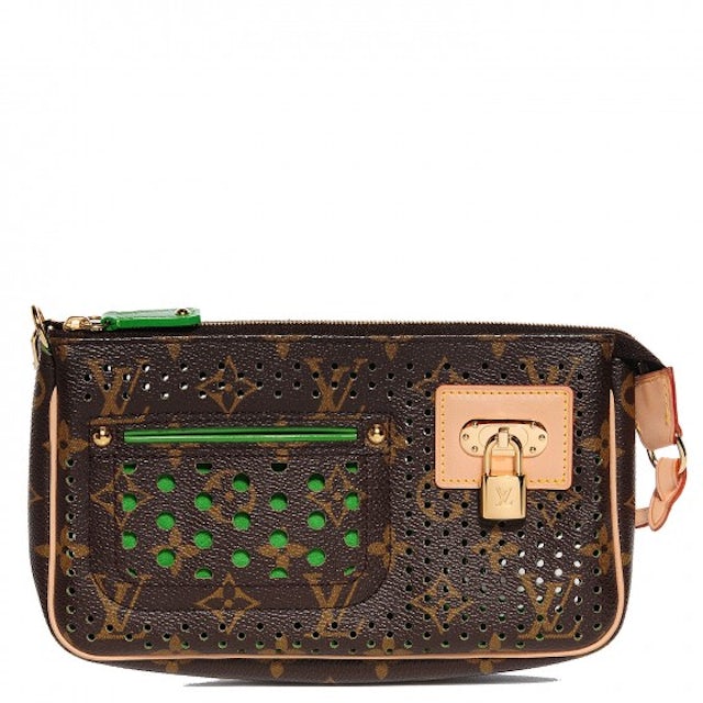 Louis Vuitton Pochette Accesssories Monogram Perforated Green in  Canvas/Leather with Gold-tone - US