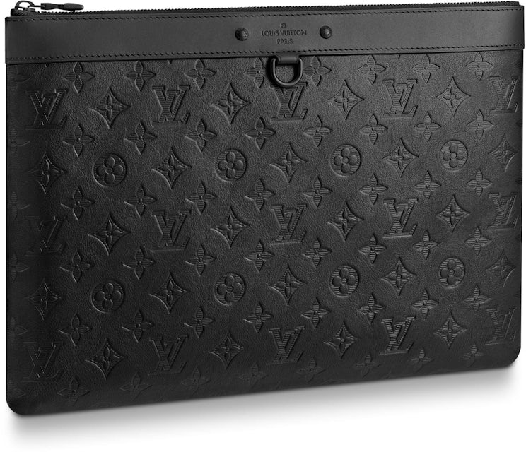 Black Louis Vuitton Monogram Shadow Discovery Pochette Clutch Bag