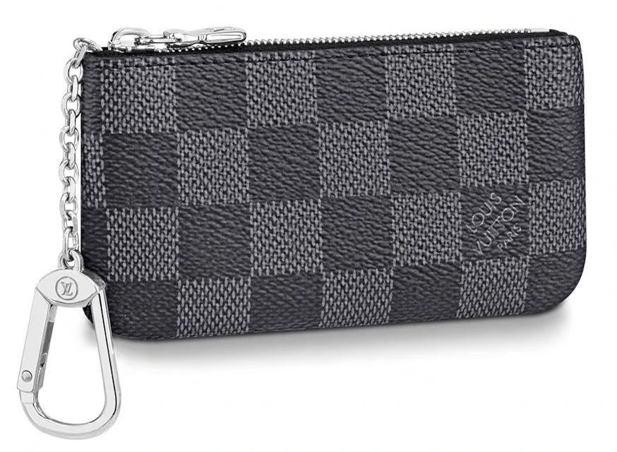 Louis Pochette Key Pouch Damier Graphite Black/Gray in Coated Canvas with Silver-tone