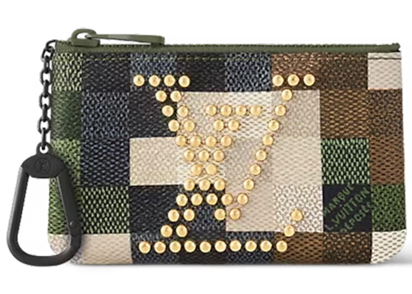 Louis Vuitton Pochette Cles Damoflage Green Damoflage Damier in Coated Canvas with Black Gold tone US