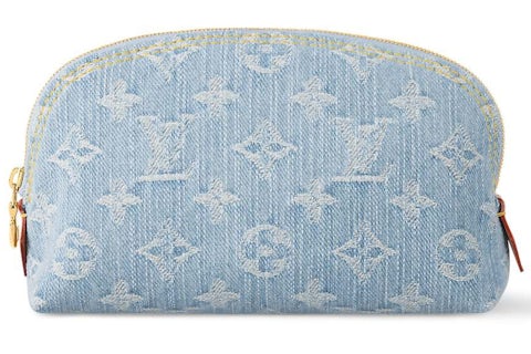 Louis Vuitton Pochette Cosmetique PM Sky Blue Denim in Cotton with