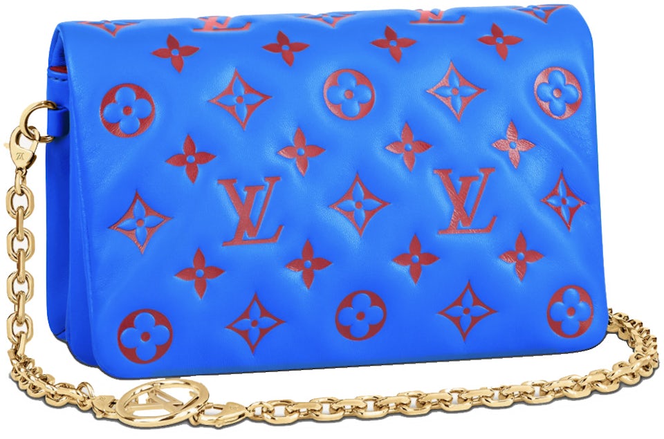 Louis Vuitton Pochette Coussin Blue/Red in Lambskin with Gold-tone