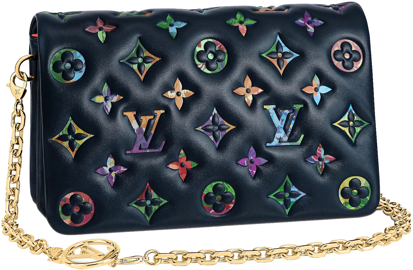Louis Vuitton Pochette Coussin Navy Blue in Lambskin Leather with Gold-tone  - GB