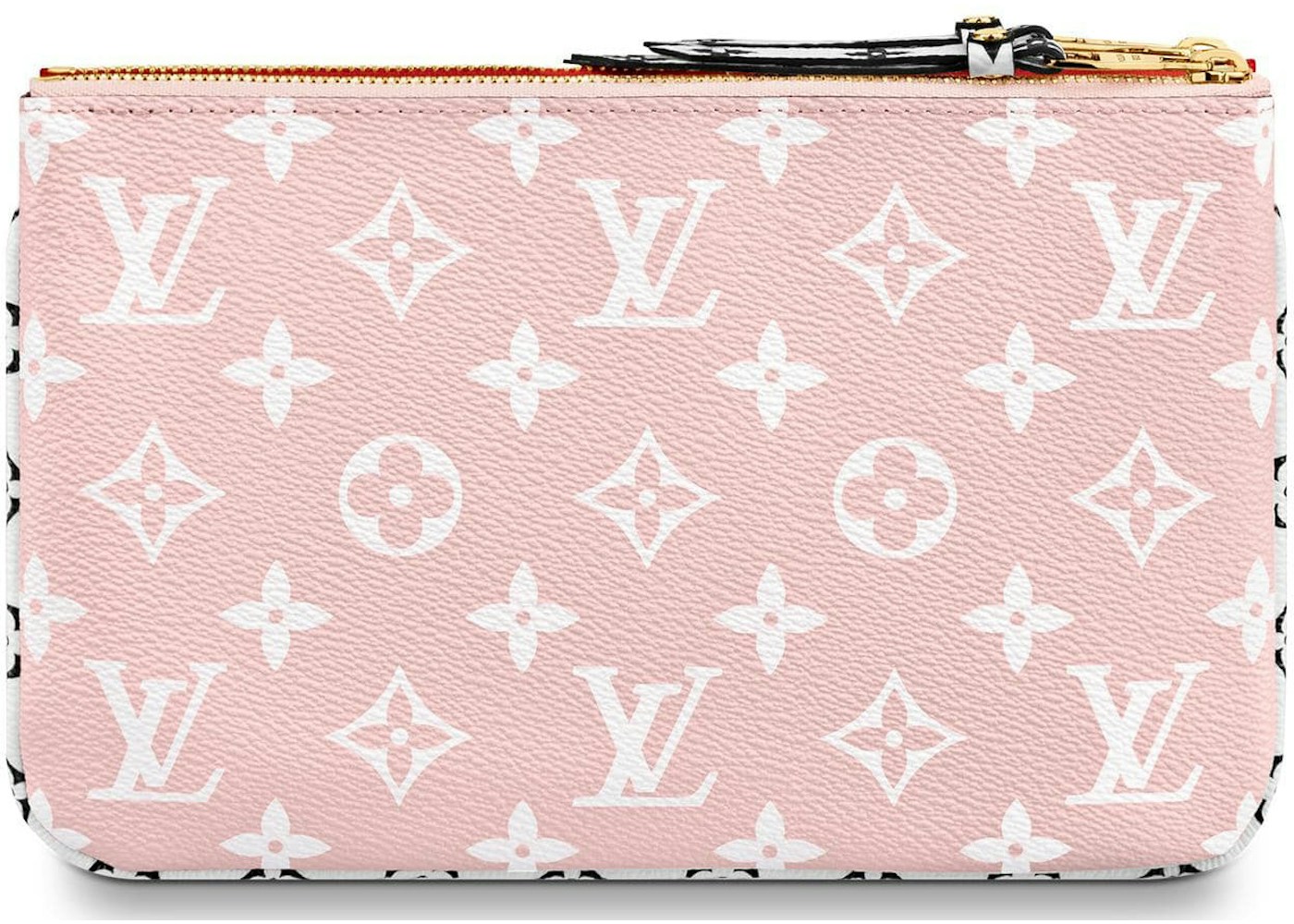 Louis Vuitton Pochette Double Zip Monogram Giant Red Pink In Coated Canvas With Gold Tone Louis Vuitton Pochette Double Zip Monogram Giant Red Pink In Coated Canvas With Gold Tone
