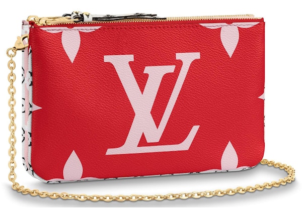 Louis Vuitton Pochette Double Zip Monogram Giant Red Pink In Coated Canvas With Gold Tone Louis Vuitton Pochette Double Zip Monogram Giant Red Pink In Coated Canvas With Gold Tone