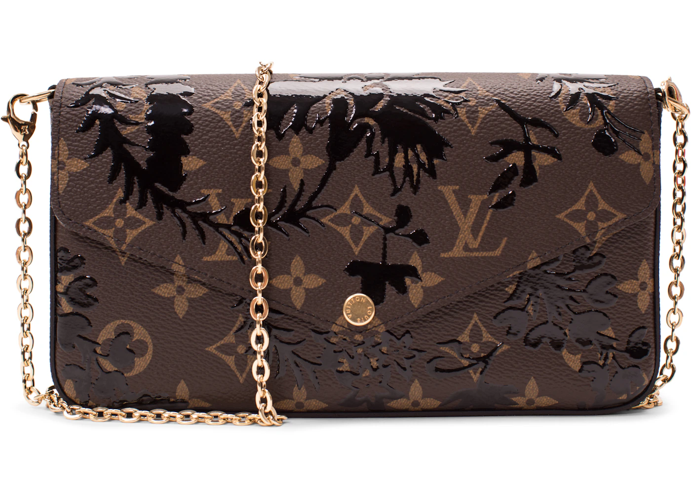 Louis Vuitton Pochette Felicie Monogram Blossom (Without Accessories) Brown/ Black in Toile Coated Canvas with Gold-tone - US