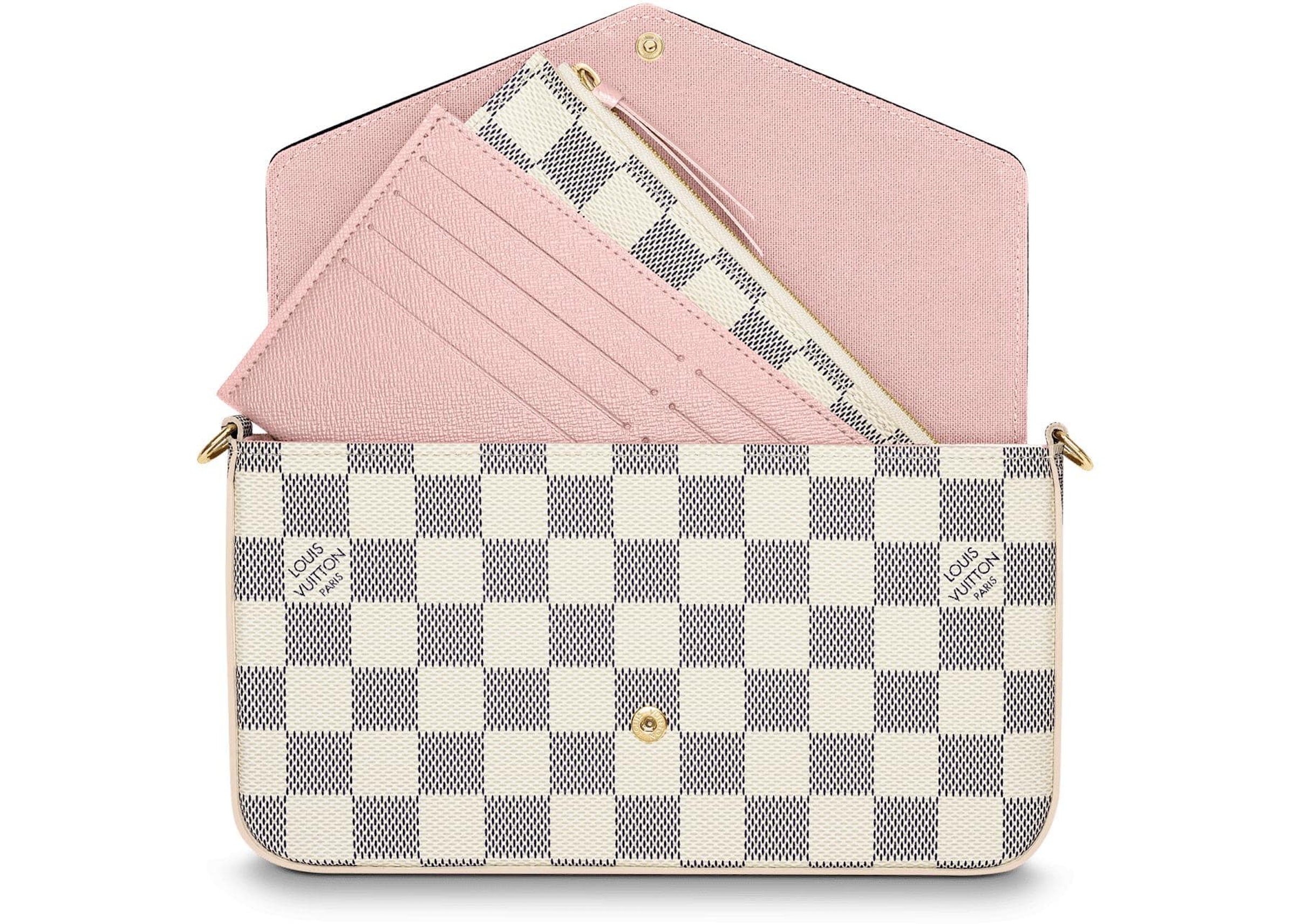 Louis Vuitton Pochette Damier Ebene MM/GM Rose Ballerine Lining in Coated  Canvas with Gold-tone - US
