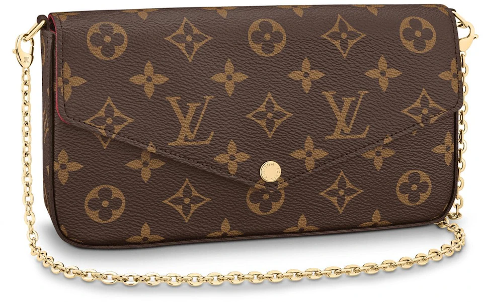 Louis Vuitton Pochette Monogram (Without Accessories) Fuchsia Lining in Toile Coated Canvas with Gold-tone