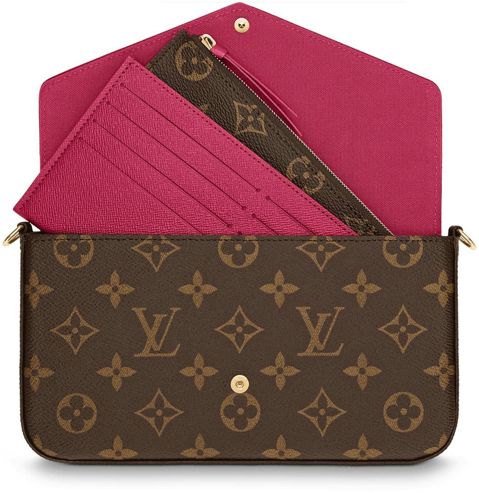 Louis Vuitton Felicie Monogram Fuchsia Lining in Canvas with Gold-tone - US