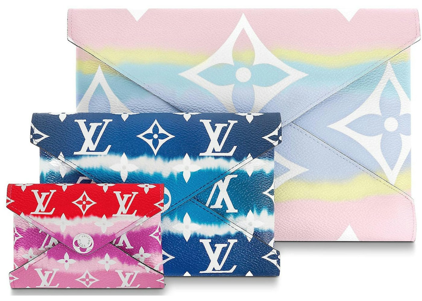 Louis Vuitton Pochette Kirigami Lv Escale Pastel Bleu Rouge In Coated Canvas With Silver Tone Louis Vuitton Pochette Kirigami Lv Escale Pastel Bleu Rouge In Coated Canvas With Silver Tone