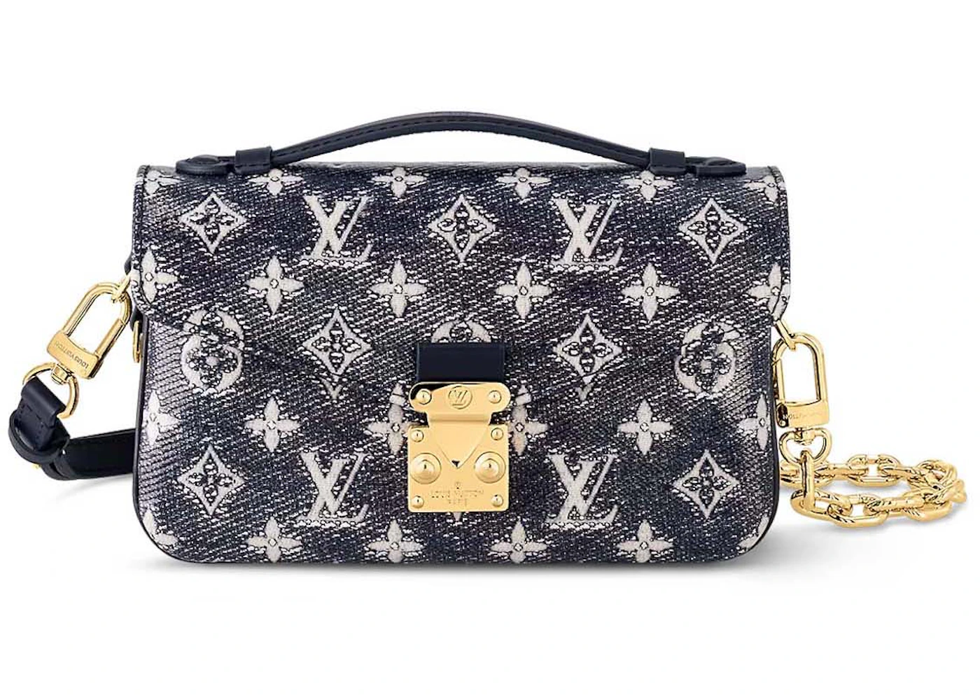 Louis Vuitton Pochette Metis East West Blue in Monoglam Coated