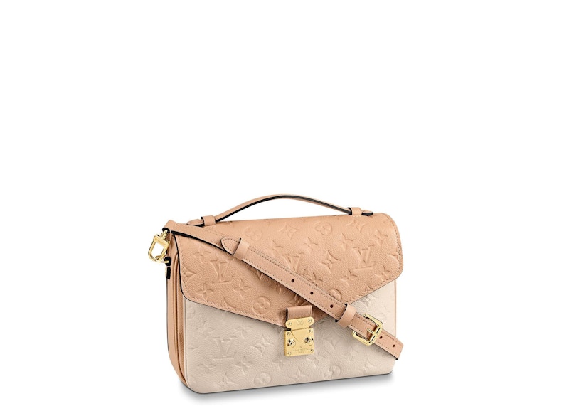 Louis Vuitton Pochette Metis Monogram Empreinte Beige Rose Creme in Grained Leather with Gold tone GB