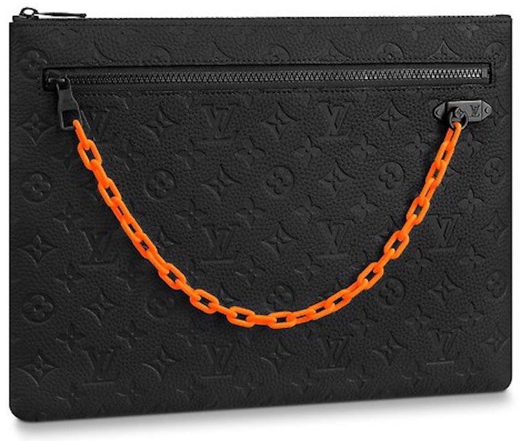 Louis Vuitton A4 Pouch Monogram Absolute Black in Taurillon Leather with  Orange Black - US
