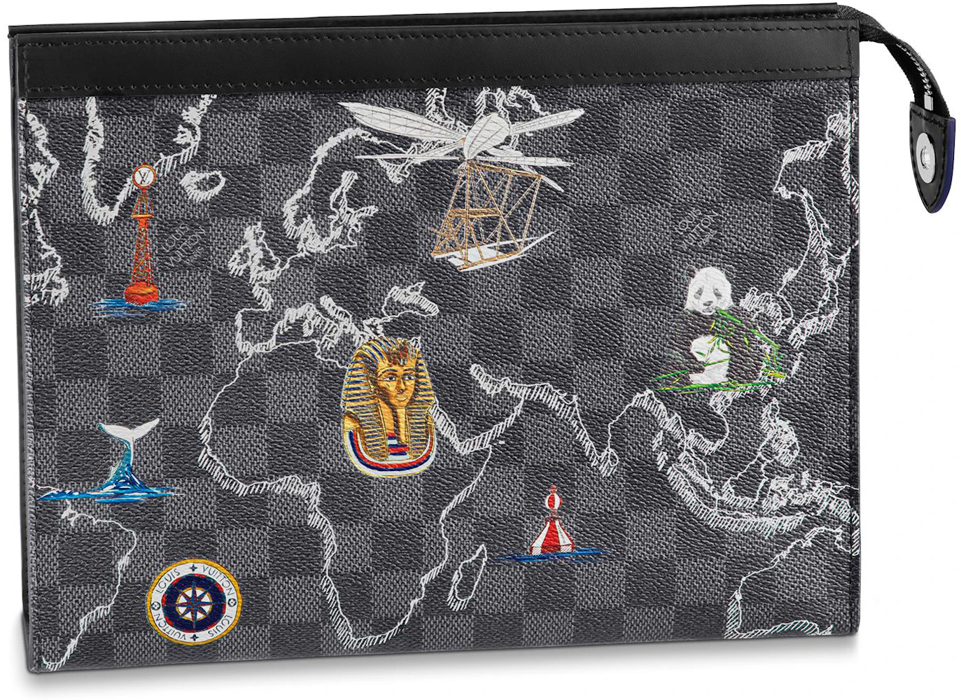 Louis Vuitton Pochette Voyage Damier Graphite Map MM Grey/Black in