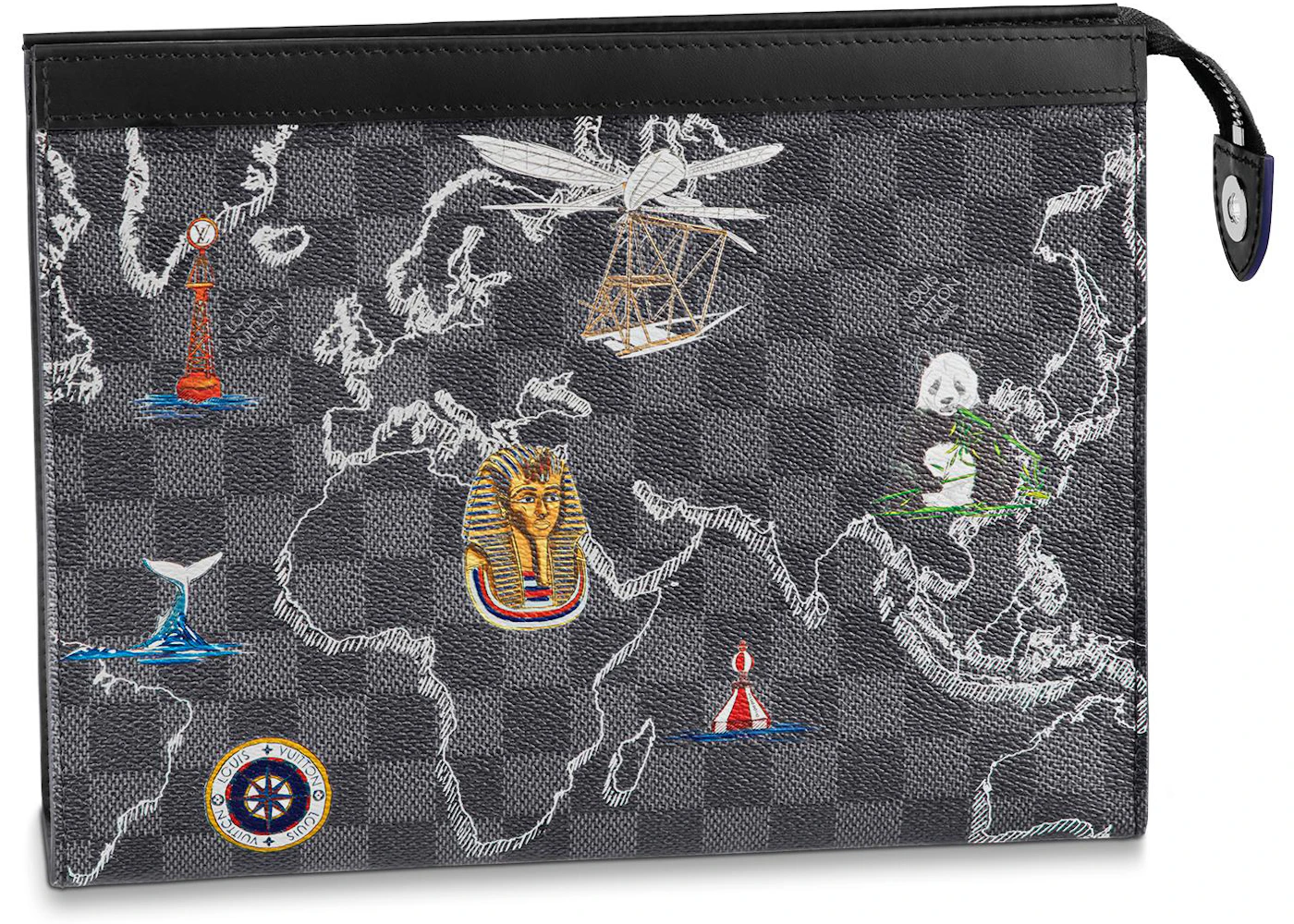 Louis Vuitton Pochette Voyage Damier Graphite Map MM Grey/Black in Coated  Canvas with Silver-tone - FR
