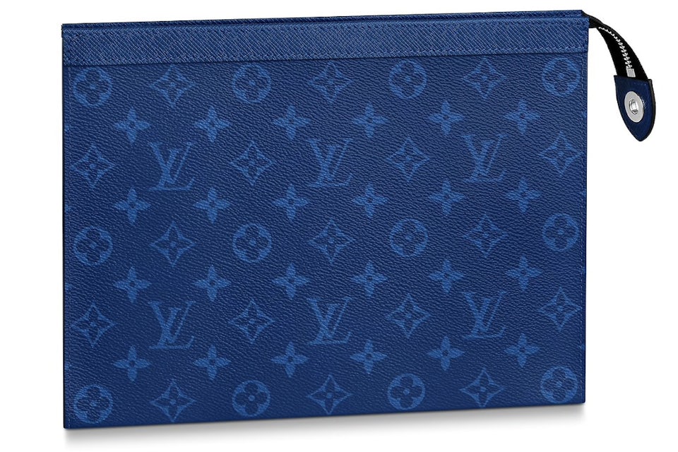 Louis Vuitton Pochette Voyage Monogram Eclipse Taiga Leather MM Pacific Blue
