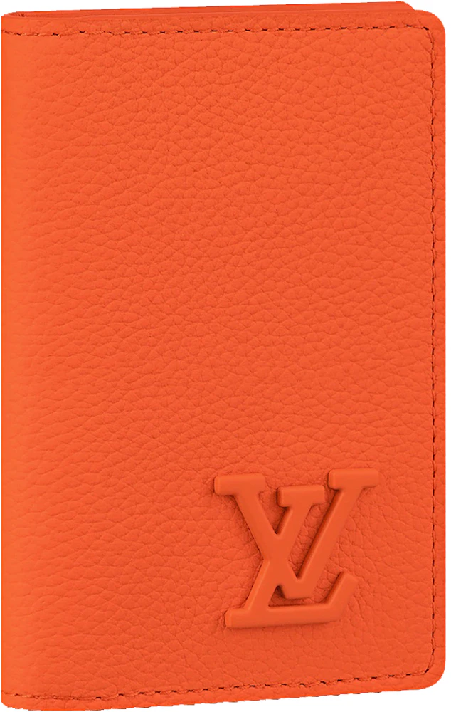 LOUIS VUITTON Pocket Organizer Orange Aerogram Cowhide Leather M81028 used  LV