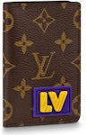New Authentic LOUIS VUITTON POCKET ORGANIZER ORANGE Card Holder* M81028