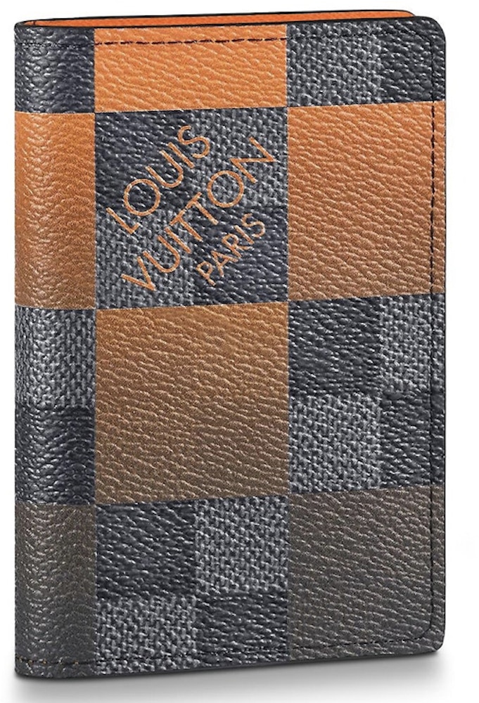 Louis Vuitton Pocket Organizer Graphite Giant (3 Card Slot) Orange Coated Canvas