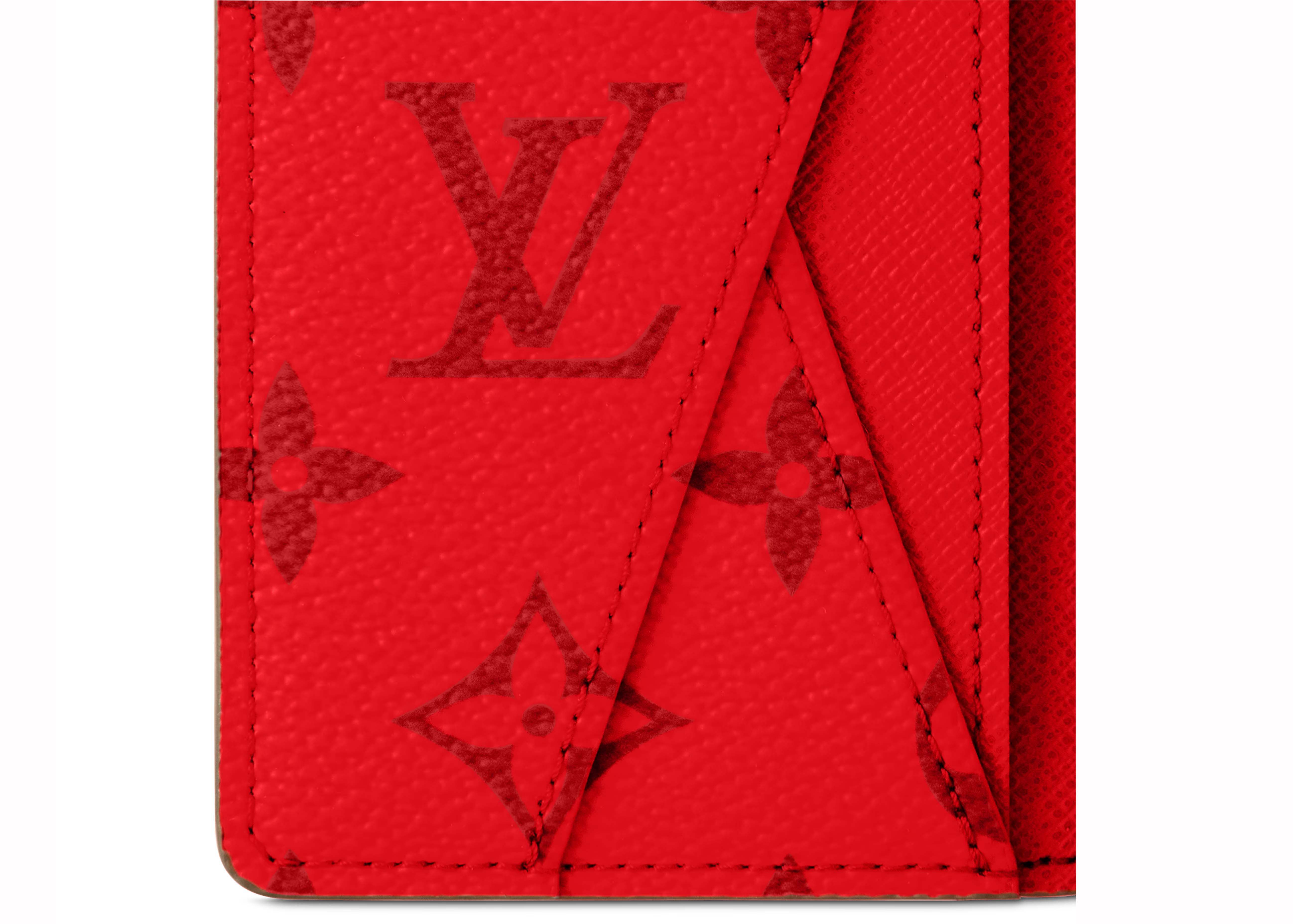 Louis Vuitton Pocket Organizer Khaki Green/Vermillion Red in 
