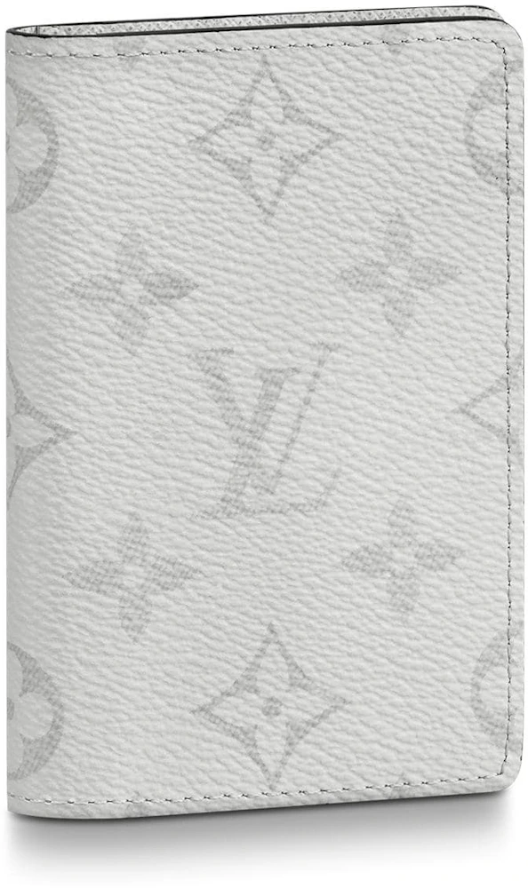 Louis Vuitton Pocket Organizer Monogram Antarctica Taiga White in Taiga  Leather/Coated Canvas with Silver-tone - US