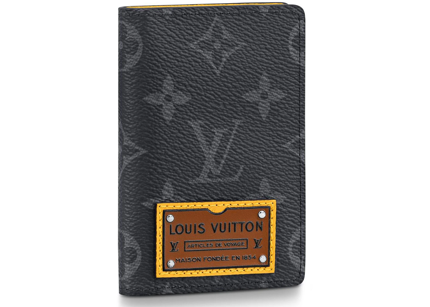 Louis Vuitton Pocket Organizer Monogram Eclipse Gaston Label Savane Yellow  in Coated Canvas/Cowhide Leather - US