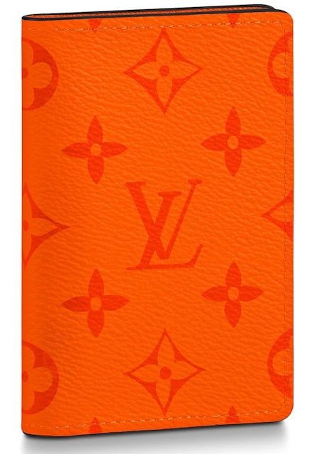 Louis Vuitton, Pocket Organizer Orange Monogram Taiga Leather Wallet