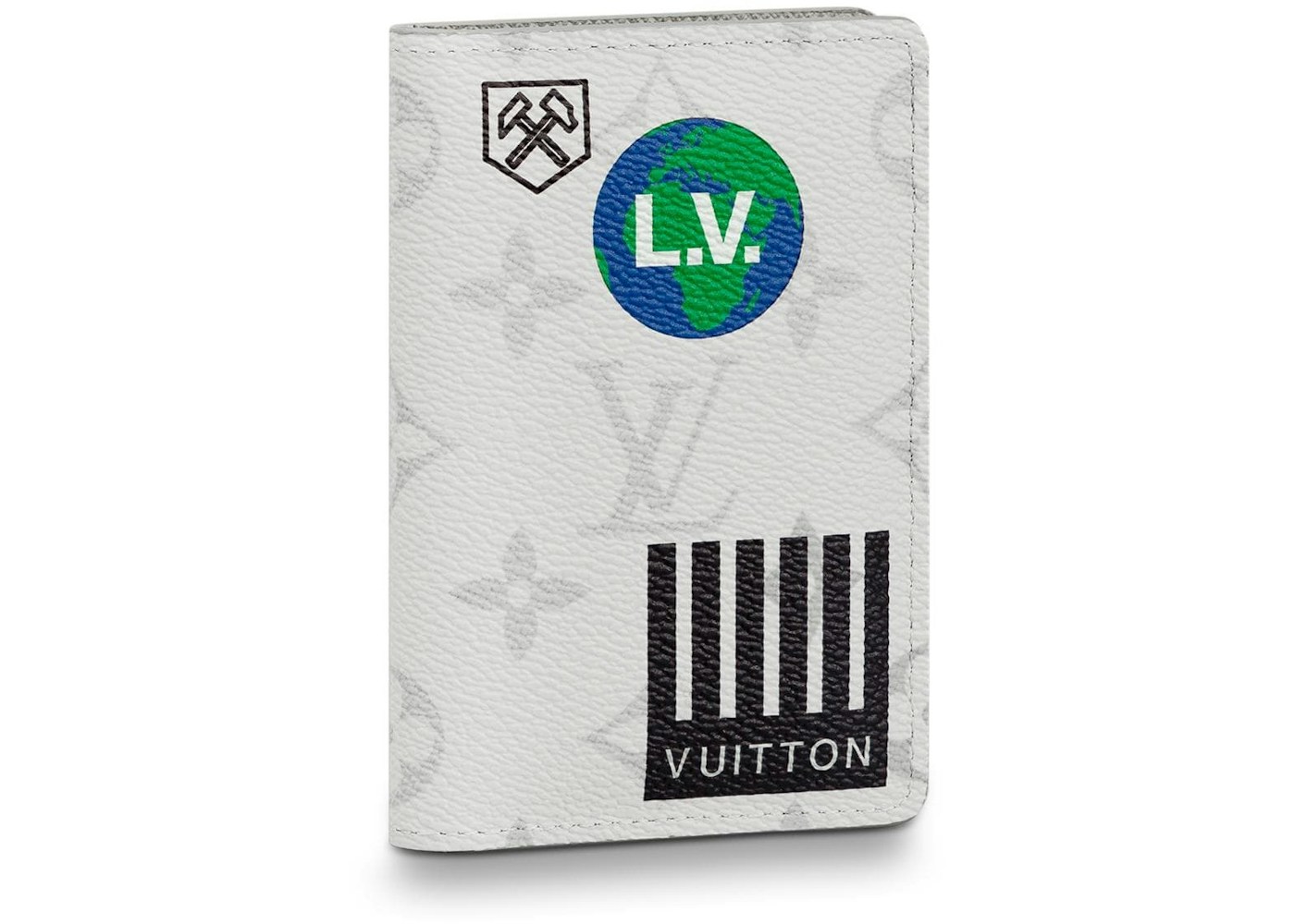 Louis Vuitton Pocket Organizer Monogram Logo Story White In Canvas Leather With Silver Tone Louis Vuitton Pocket Organizer Monogram Logo Story White In Canvas Leather With Silver Tone